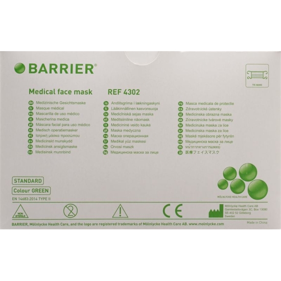 Barrier OP Masken Basic Grün Typ II Binden 50 Stück buy online