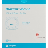 Biatain Silikon Schaumverband 12.5x12.5cm Selbsthaftend 10 Stück