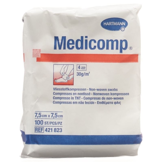 Medicomp Vlieskompressen 7.5x7.5cm Nicht Steril 100 Stück buy online