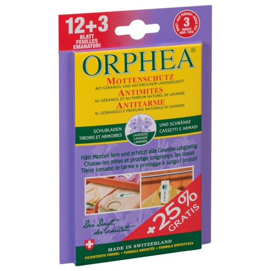 Orphea Mottenschutzblaett Lavendelduft 12+3stk Akt buy online