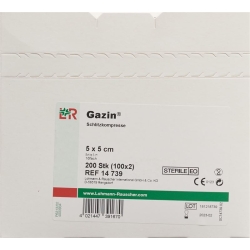 Gazin Schlitzkompressen 5x5cm 16-fach 17-fädig Steril 100 Stück