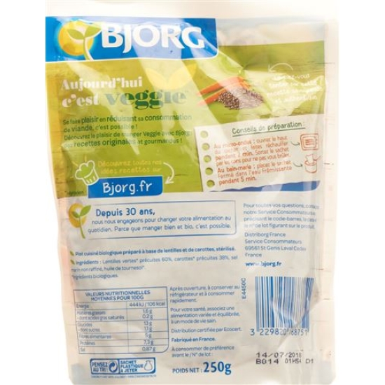 Bjorg Lentilles Carottes Doy Pack 250g buy online