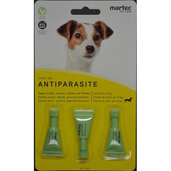 martec PET CARE Drop on antiparasite dog -15kg 3 Tb 1 ml