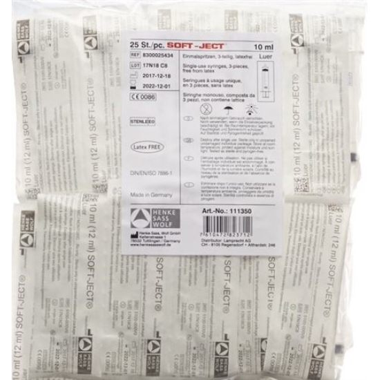 inj / light 10ml disposable syringe 3 parts 25 pcs