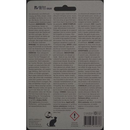 martec PET CARE Spot on ANTI PARASITE for cats 3 x 1 ml
