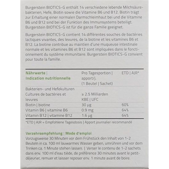 Burgerstein Biotics-G Plv Btl 30 pieces buy online