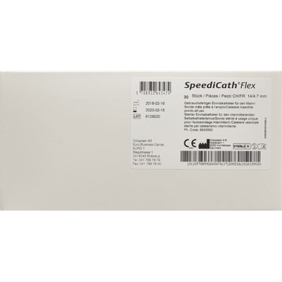 SpeediCath Flex coated disposable catheter CH14 33cm male 30 pc