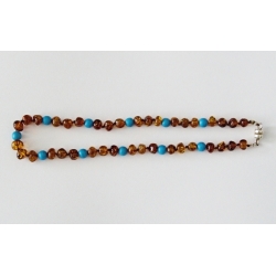 Amberstyle Bernstein Nuggikette Holzperl Hellblau