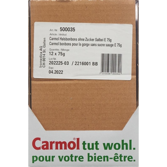 Carmol Tray Hals-Bonbons ohne Zucker 12 Beutel 75g buy online