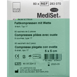 MediSet Faltkompressen mit Watte 5x5cm Typ 17 8-fach 80x 2 Stück