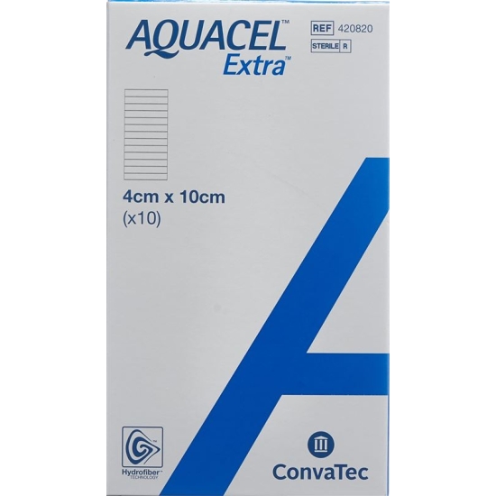AQUACEL Extra Hydrofiber dressing 4x10cm 10 pcs