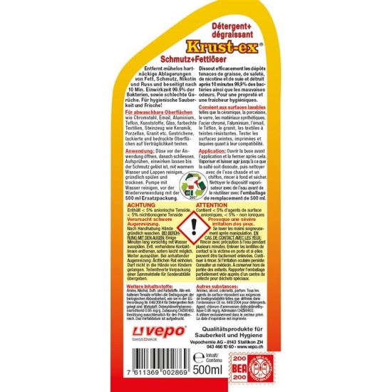 Krust EX dirt + degreaser antibacterial 360 ° Vapo 500 ml