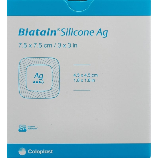 Biatain Silicone Foam Dressing Ag 7.5x7.5cm self-adhesive 5 pcs