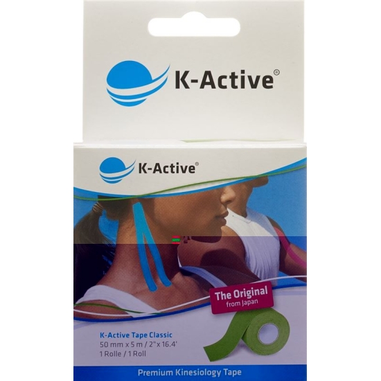 K-Active Kinesiology Tape Classic 5cmx5m green water repellent