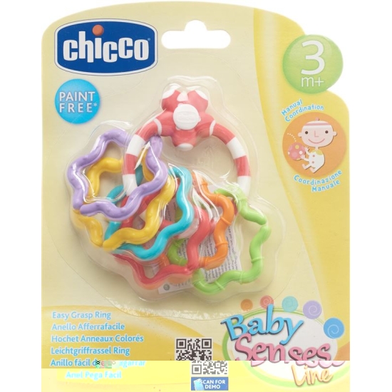 Chicco Easy grip rattle colorful rings 3M +
