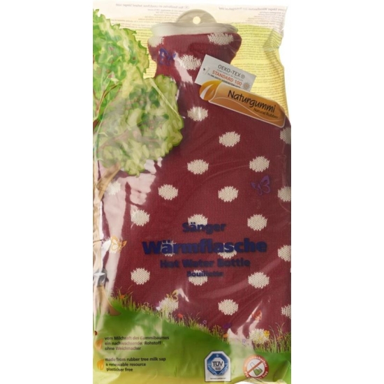 SINGER hot water bottle 2l knitted cover red points
