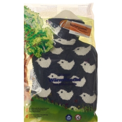 SINGER hot water bottle 0.8l knit cover blue Baby Birds