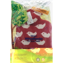 SINGER hot water bottle 0.8l knitted cover red Baby Birds