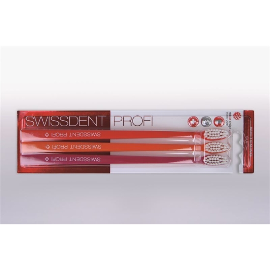 Swissdent Whitening Toothbrush Trio red orange purple soft