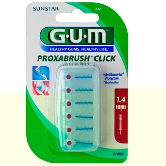 GUM SUNSTAR Proxabrush Click 1.4mm refill ISO 4 cylindric pink 6 pcs