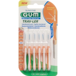GUM SUNSTAR Proxabrush Trav-Ler ISO 2 0.9mm cylindric orange 6 pcs