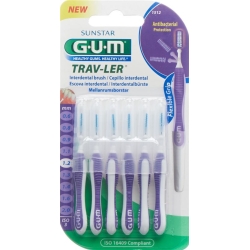 GUM SUNSTAR Proxabrush Trav-Ler ISO standard 3 1.2mm cylindric violet 6 pcs