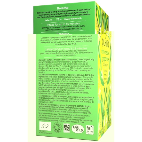 Pukka Citronelle et Gingembre Thé bio bag 20 pcs buy online