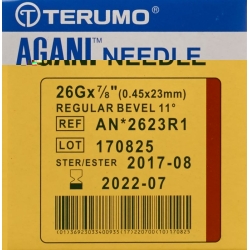 Terumo Agani disposable cannula 26G 0.45x23mm brown 100 pcs