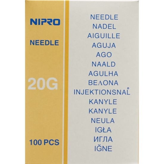 Nipro disposable needles 0.9x70mm 20Gx2 3/4 yellow 100 pcs