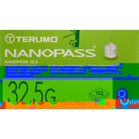 Terumo pen needle NANO PASS 32.5g 0.22x8mm cannula for injection pen 100 pcs