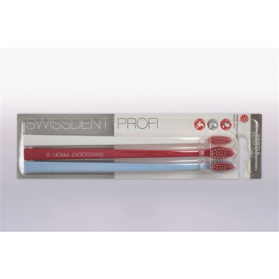 Swissdent Gentle toothbrush Trio white pink light blue extra soft
