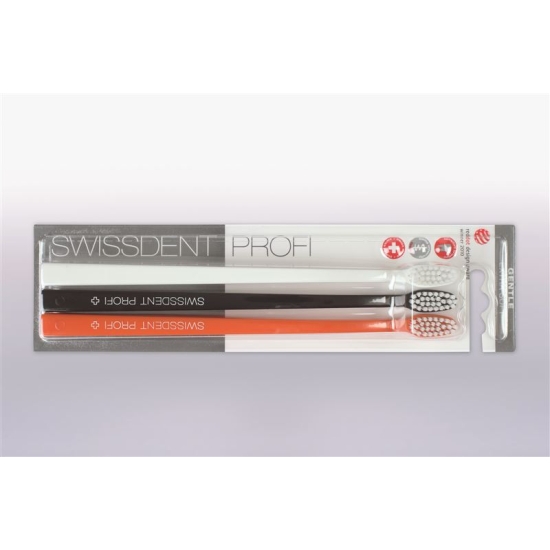 Swissdent Gentle toothbrush Trio white black orange extra soft