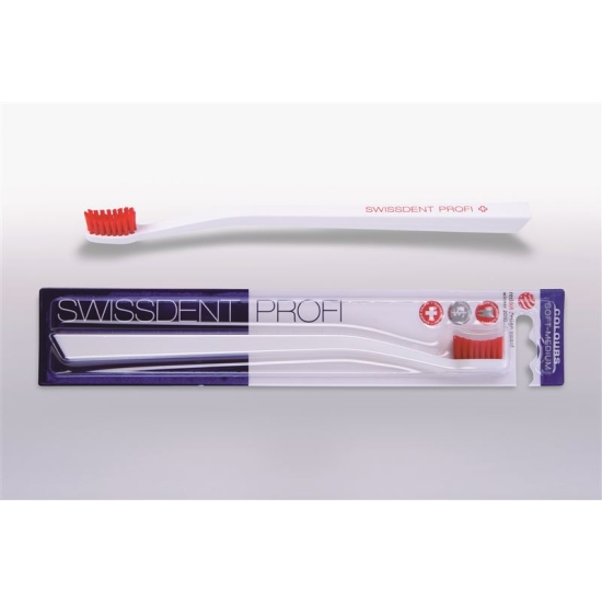 Swissdent Colors white toothbrush / red soft-medium