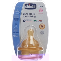Chicco Physiological anti-colic bottle nipple rubber Tris-suction variable flow 2m + IT / DE / FR 2 Stk