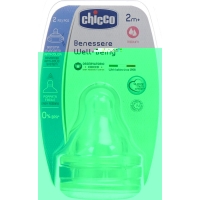 Chicco Physiological anti-colic bottle nipple silicone 2 hole. medium flow 2m + IT / DE / FR 2 pcs