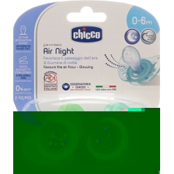 Chicco Physiological Silicone Soother mini GLOWING 0-6m CASE IT / DE / FR 2 pcs
