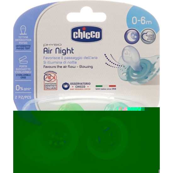 Chicco Physiological Silicone Soother mini GLOWING 0-6m CASE IT / DE / FR 2 pcs