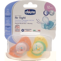 Chicco Physiological Silicone Soother GLOWING maxi 16-36m CASE IT / DE / FR 2 pcs