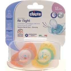 Chicco Physiological Silicone Soother GLOWING maxi 16-36m CASE IT / DE / FR 2 pcs