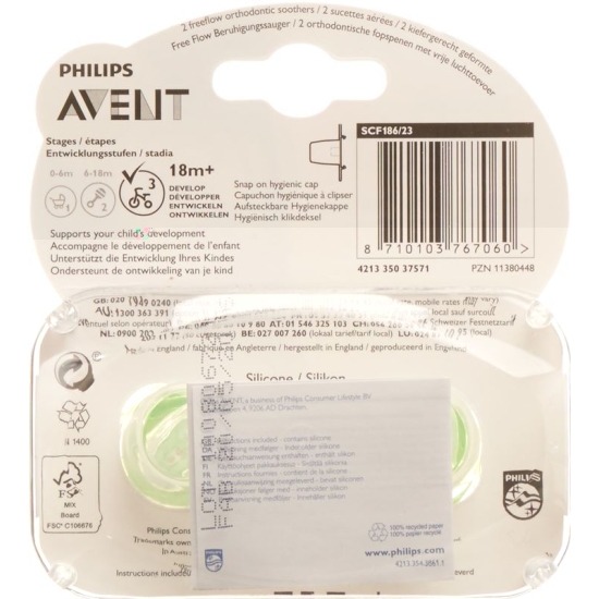 Avent Philips soother unisex 18M + green