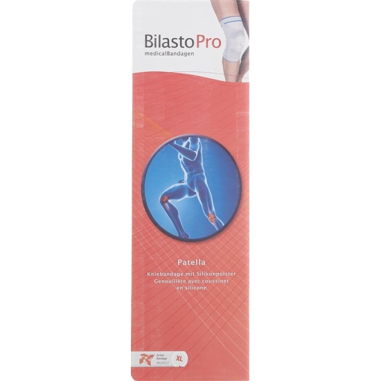 Bilasto Pro patella knee bandage L gray with silicone pad 1 spiral spring laterally