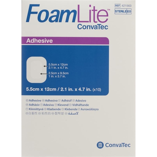 Foam Lite Convatec silicone foam dressing 5.5x12cm 10 pcs