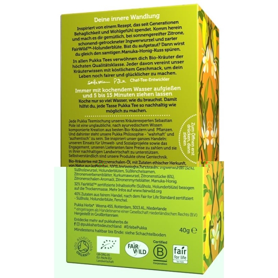 Pukka Zitrone, Ingwer & Manuka-Honig Tee Bio (neu) Beutel 20 Stück buy online