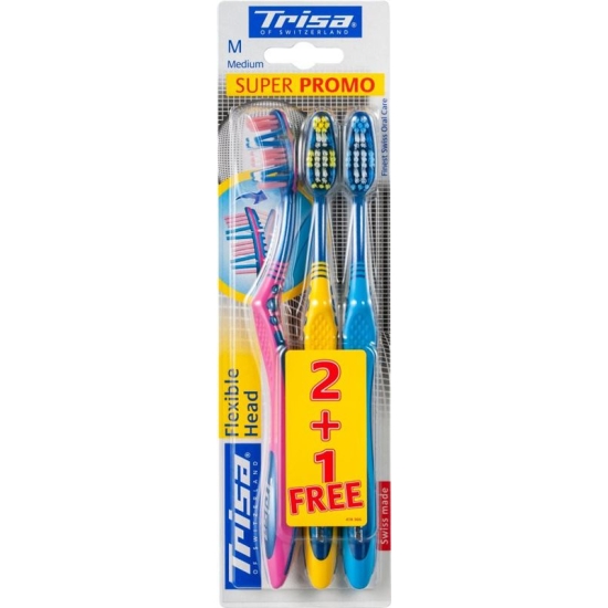 Trisa Flexible Head Zahnbürste Trio Medium 3 Stück buy online