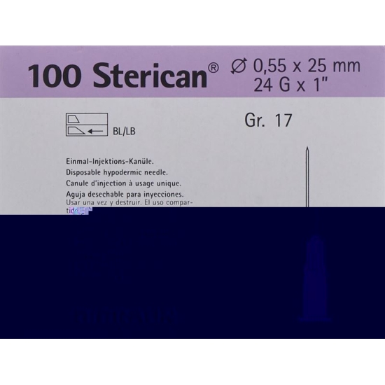 Sterican Nadel 24g 0.55x25mm Lila Luer 100 Stück buy online
