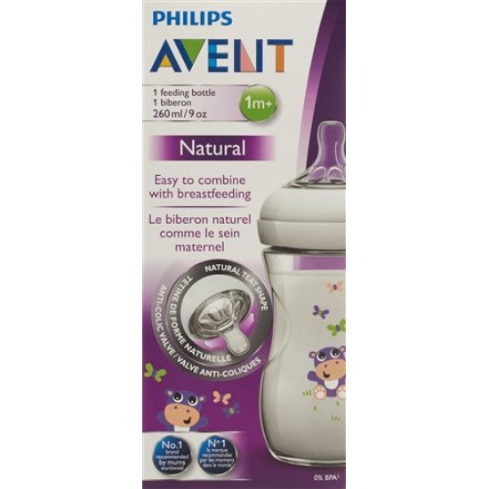 Avent Philips Natural Bottle 260ml Hippo buy online