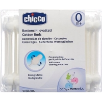 Chicco Sicherh Wattestaeb Sicurnet Baumw 0m+ 90 Stück