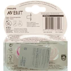 Avent Philips Beruhigungssaug Tiermotiv 0-6 Monate Girl 2 Stück