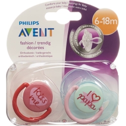 Avent Philips Beruhigungssauger I love Papa und Kiss me 6-18 Monate Girl 2 Stück