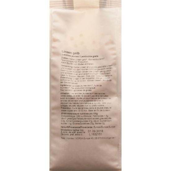 Holle Linsen Gelb Bio Beutel 500g buy online